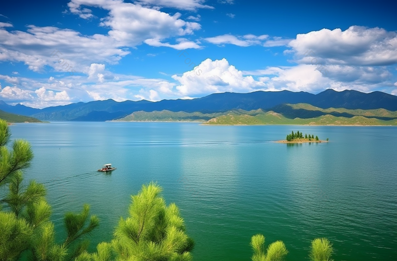 云南丽江宁蒗县泸沽湖王妃岛屿自然风光,高清,摄影图,摄影图片,图片大全,摄影图免费下载